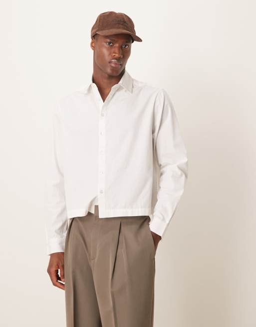 Camisa blanca de corte cuadrado de popelina de ASOS DESIGN