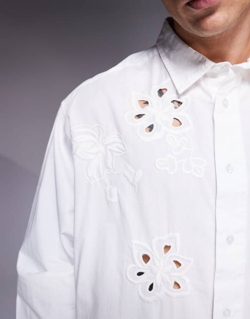 Camisa blanca de corte cuadrado extragrande con detalle bordado premium de ASOS DESIGN, 5 de 5