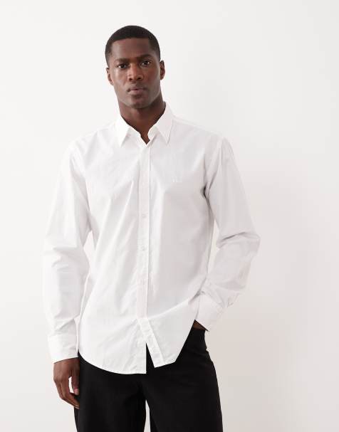 Camisa blanca de corte estándar y manga larga con botones de algodón de Hugo Boss - view 1