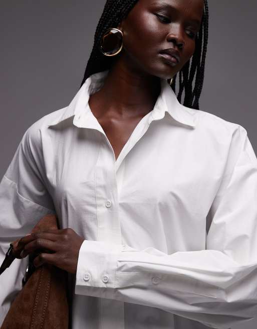 Camisa blanca de corte largo extragrande con puños anchos de ASOS DESIGN, 2 de 4