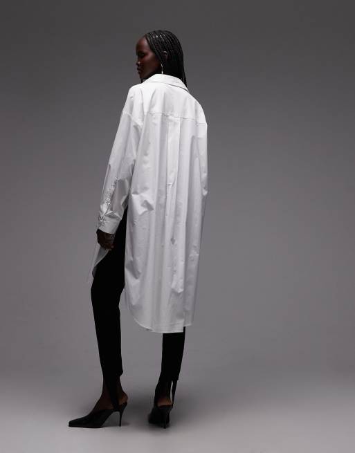 Camisa blanca de corte largo extragrande con puños anchos de ASOS DESIGN, 4 de 4
