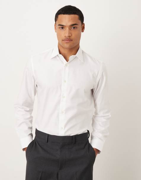 Camisa blanca de corte slim de popelina de Selected Homme - view 1