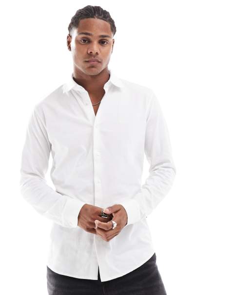 Camisa blanca de corte slim de punto liso Mysoft de BOSS Orange - view 1