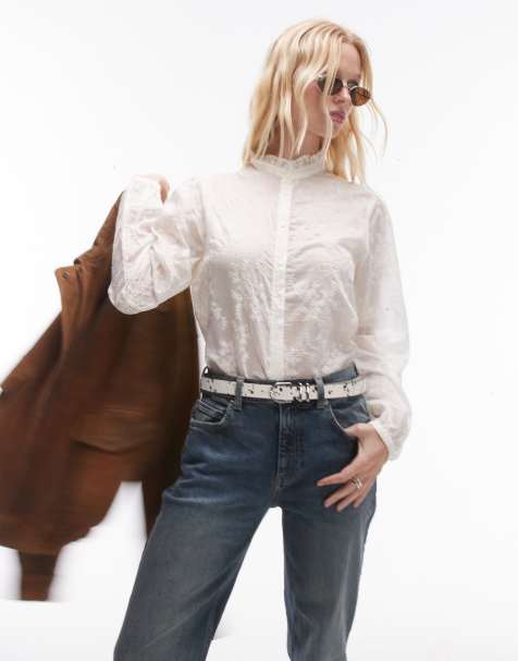 Camisa blanca de encaje transparente de Mango - view 1
