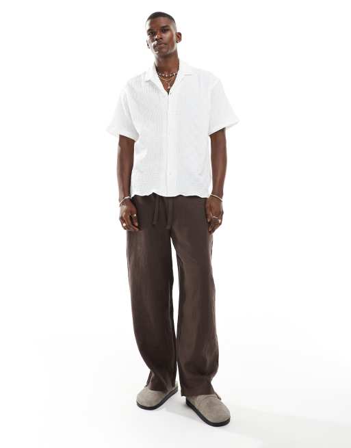 Camisa blanca de manga corta con cuello de solapas de tejido texturizado de Jack & Jones, 2 de 4