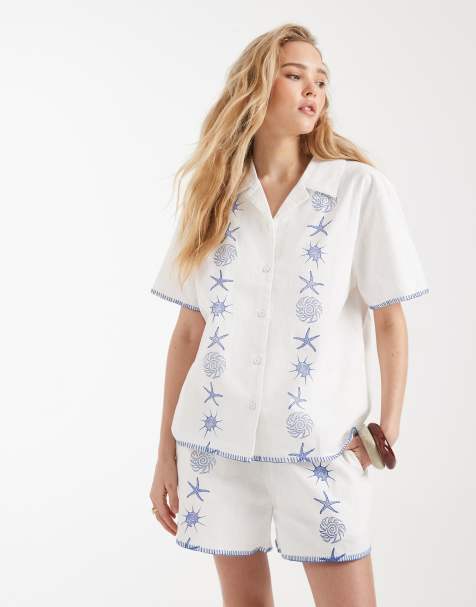 Camisa blanca de manga corta con cuello de solapas Reef de Santa Cruz (parte de un conjunto) - view 1