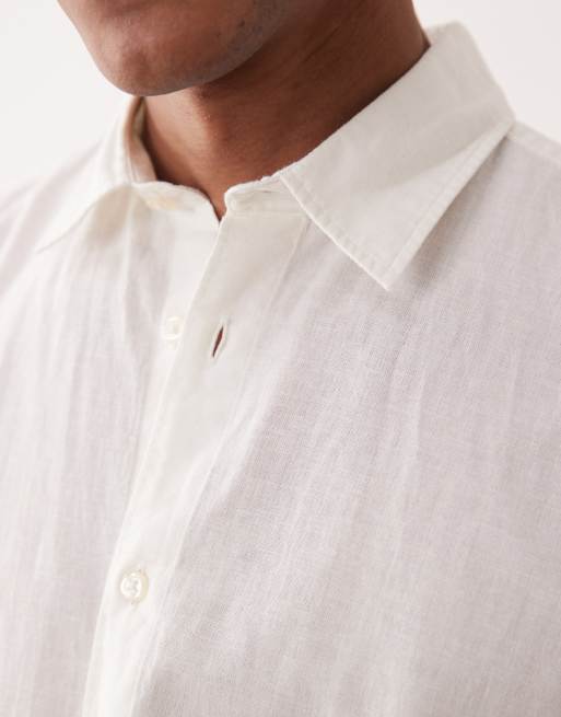 Camisa blanca de manga corta de mezcla de lino de Jack & Jones, 5 de 5
