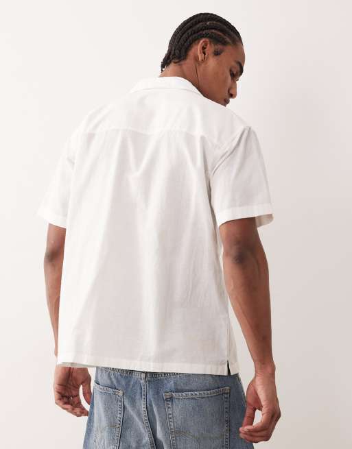 Camisa blanca de manga corta de mezcla de lino de Jack & Jones, 3 de 5