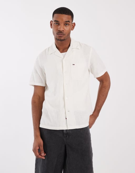 Camisa blanca de manga corta de mezcla de lino de Tommy Jeans, 2 de 5