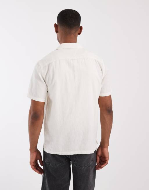 Camisa blanca de manga corta de mezcla de lino de Tommy Jeans, 4 de 5