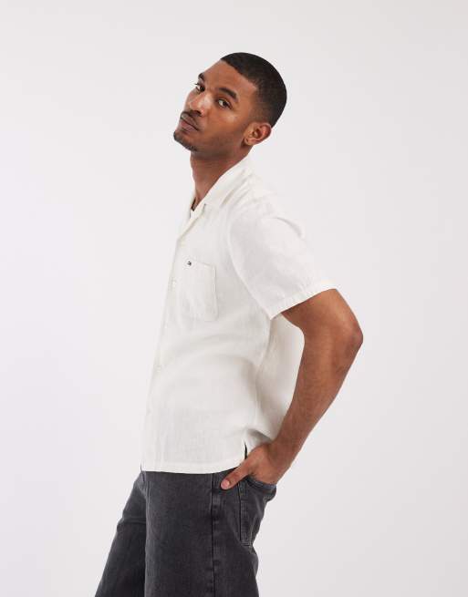 Camisa blanca de manga corta de mezcla de lino de Tommy Jeans, 5 de 5