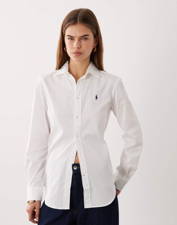 Polo Ralph Lauren Camisa blanca de manga larga con botones