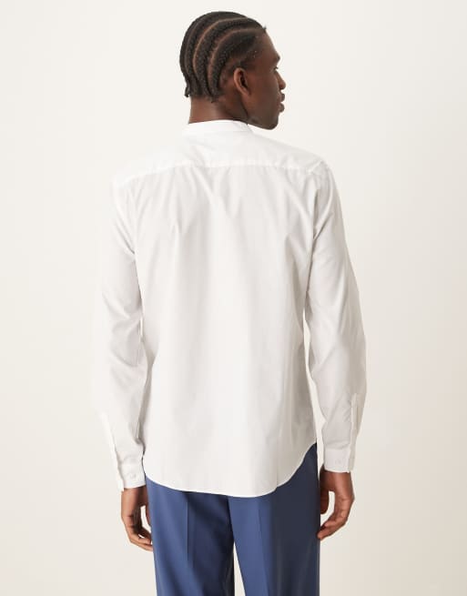 Camisa blanca de manga larga con cuello mao de New Look, 3 de 4