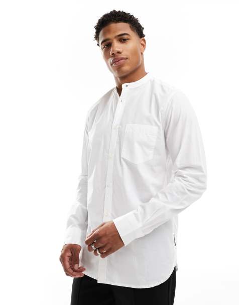 Camisa blanca de manga larga con cuello panadero y bolsillo en el pecho de French Connection - view 1