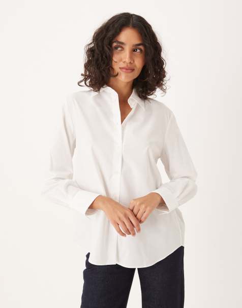 Camisa blanca de manga larga de mezcla de algodón de Mango - view 1