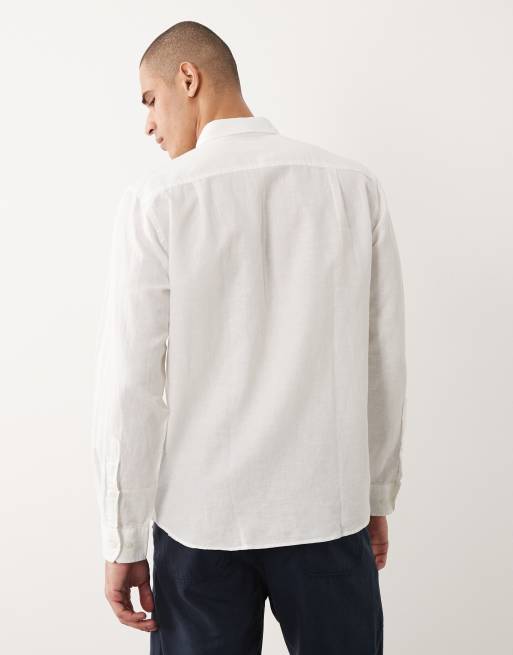 Camisa blanca de manga larga de mezcla de lino de Selected, 5 de 5