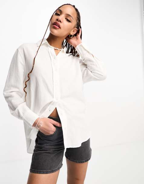 Camisas de lino para mujer, Camisas de lino blanco para mujer