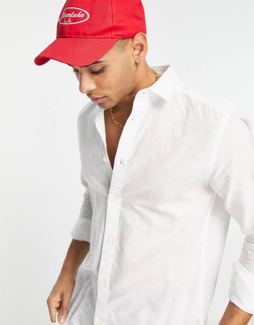 Camisa blanca de mezcla de lino de Only & Sons , 2 de 4