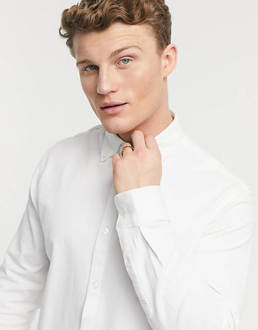 Camisa blanca de punto de Selected Homme