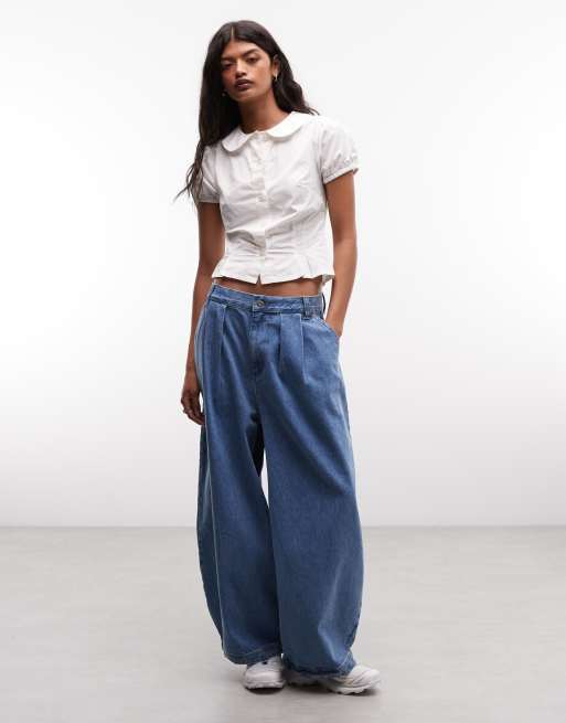 Camisa blanca entallada de manga corta y estilo babydoll de COLLUSION, 3 de 4