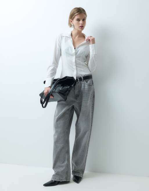 Camisa blanca entallada de manga larga de Miss Selfridge, 3 de 5