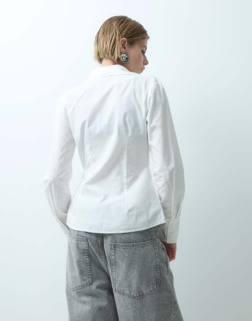 Camisa blanca entallada de manga larga de Miss Selfridge, 5 de 5