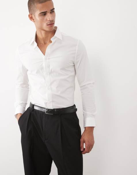 Camisa blanca entallada y elástica de estilo oficina de ASOS DESIGN - view 1