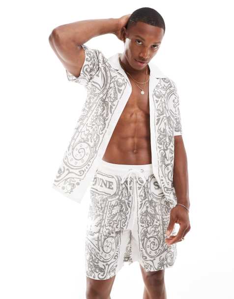 Camisa blanca estampada con cuello de solapas de lino de Sixth June (parte de un conjunto) - view 1