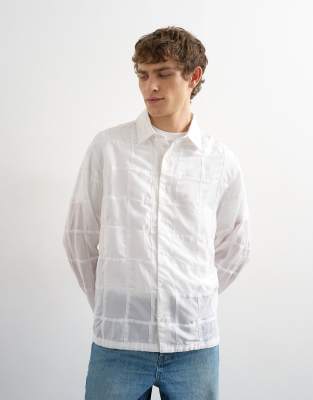 Camisa blanca extragrande con diseño tipo patchwork de Topman-Blanco