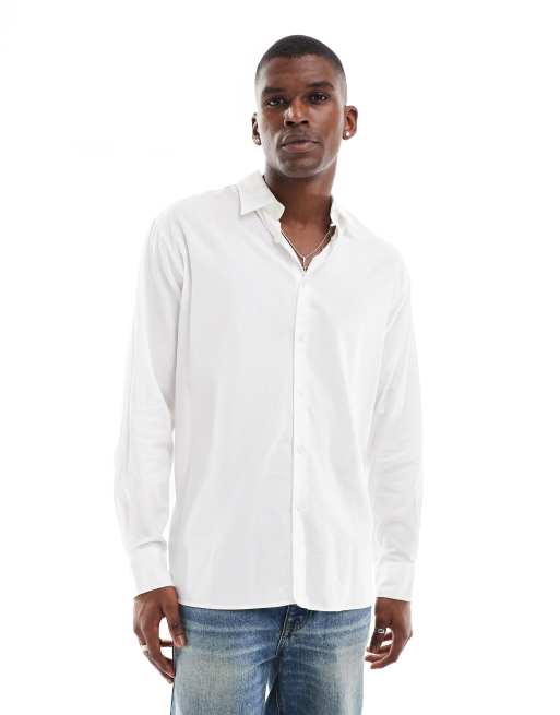 Camisa blanca extragrande de algodón de Jack & Jones