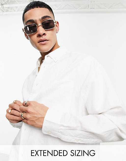 Camisa blanca extragrande de lino estilo años 90 de ASOS DESIGN