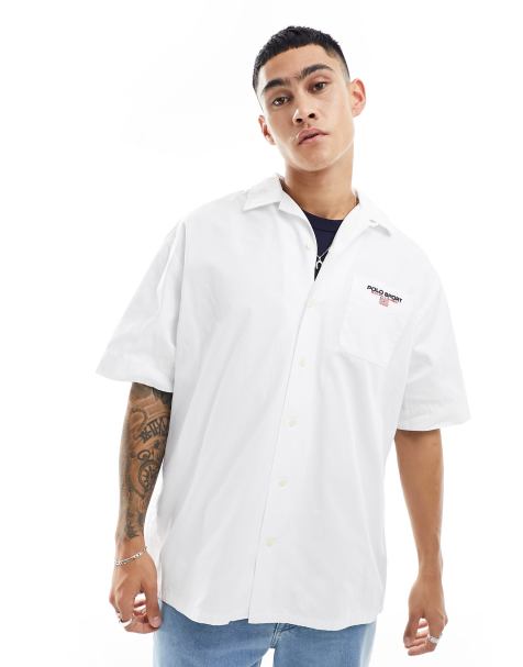 Camisa blanca extragrande de manga corta con bolsillo y logo de la colección cápsula Sport de Polo Ralph Lauren - view 1