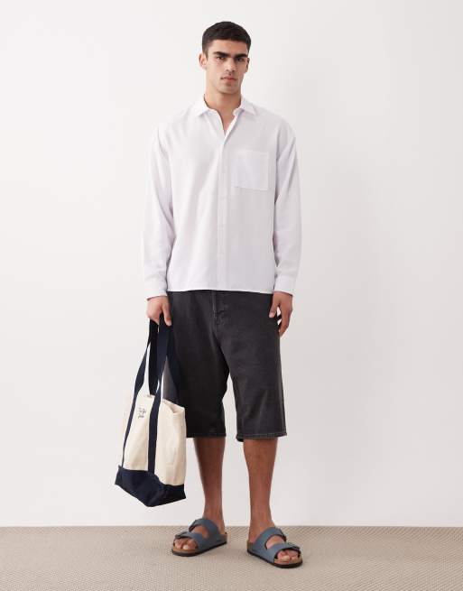 Camisa blanca extragrande de manga larga de tejido efecto lino de New Look, 2 de 5