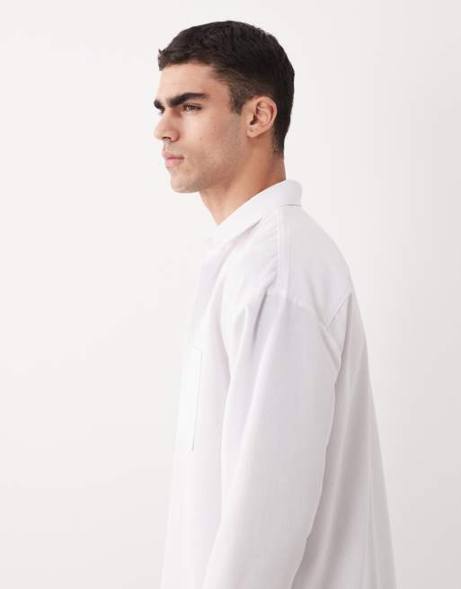 Camisa blanca extragrande de manga larga de tejido efecto lino de New Look, 3 de 5