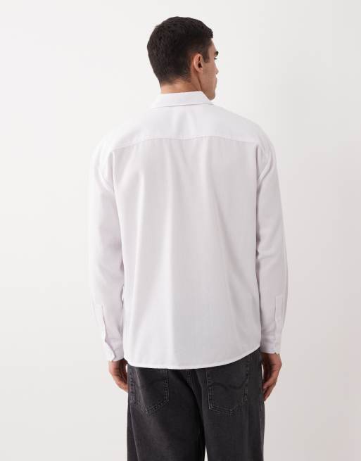 Camisa blanca extragrande de manga larga de tejido efecto lino de New Look, 4 de 5