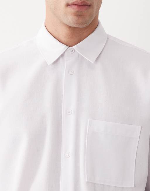 Camisa blanca extragrande de manga larga de tejido efecto lino de New Look, 5 de 5