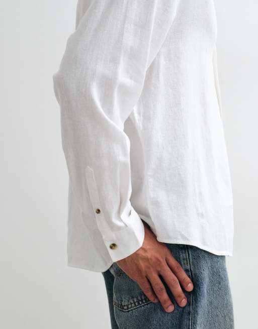 Camisa blanca extragrande de mezcla de lino de ASOS DESIGN, 4 de 5
