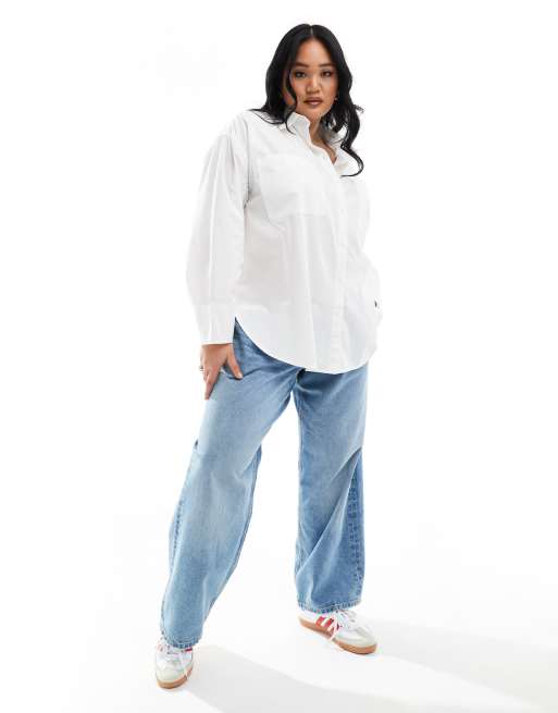 Camisa blanca extragrande de popelina de COLLUSION Plus, 2 de 4