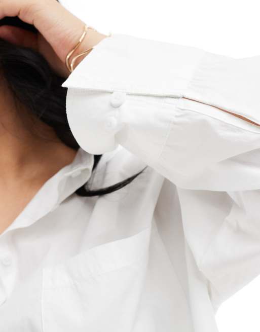 Camisa blanca extragrande de popelina de COLLUSION Plus, 3 de 4
