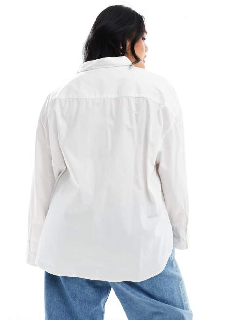 Camisa blanca extragrande de popelina de COLLUSION Plus, 4 de 4