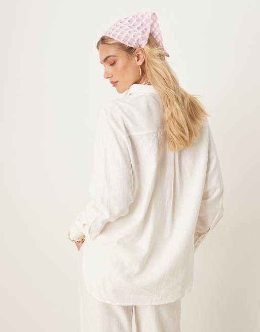 Camisa blanca extragrande de tejido efecto lino de YAS (parte de un conjunto), 4 de 4