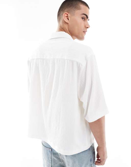 Camisa blanca extragrande de tejido texturizado de punto liso de ASOS DESIGN, 4 de 4