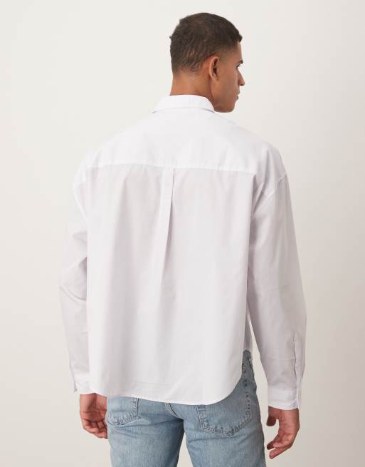 Camisa blanca extragrande sin cierres con bajo ancho de popelina de ASOS DESIGN, 3 de 5
