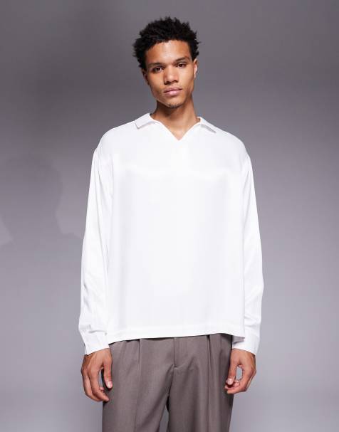 Camisa blanca extragrande sin cierres de satén de ASOS DESIGN - view 1