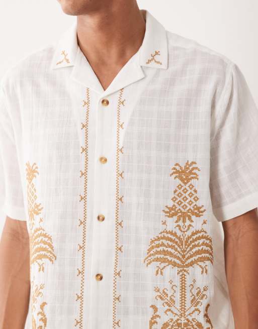 Camisa blanca holgada con bordado de tejido texturizado de ASOS DESIGN, 3 de 5