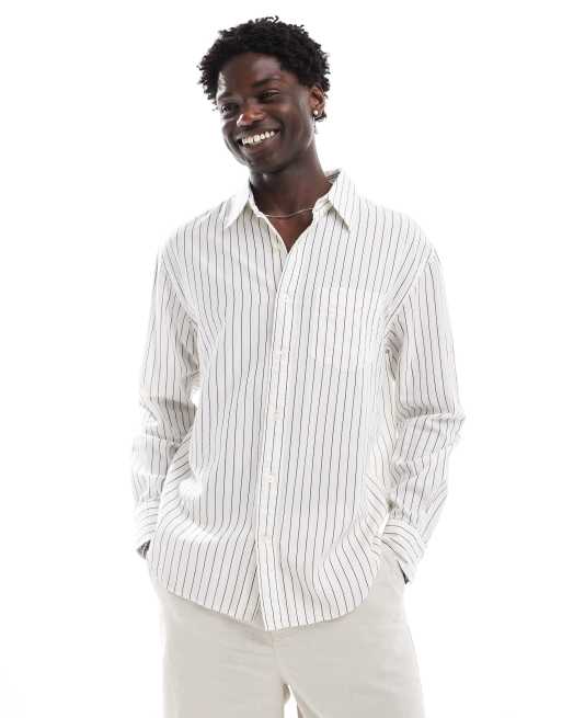 Camisa blanca holgada con raya diplomática de sirsaca de GANT