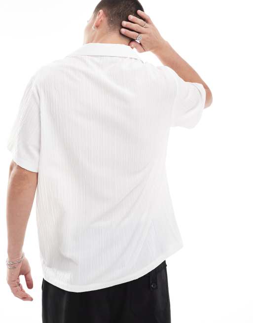 Camisa blanca holgada de manga corta con cuello de solapas pronunciadas de ASOS DESIGN , 5 de 5