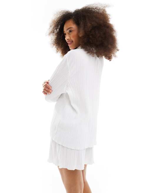 Camisa blanca plisada clearance