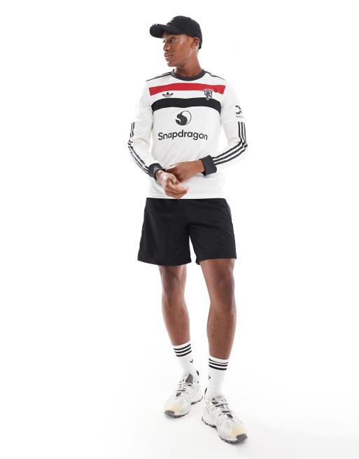 Camisa blanca unisex de manga larga de la tercera equipación del Manchester United 24/25 de adidas Football