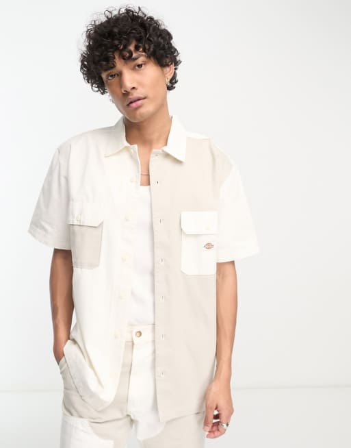 Camisa blanco hueso de manga corta con diseño color block Eddyvile de Dickies (parte de un conjunto)